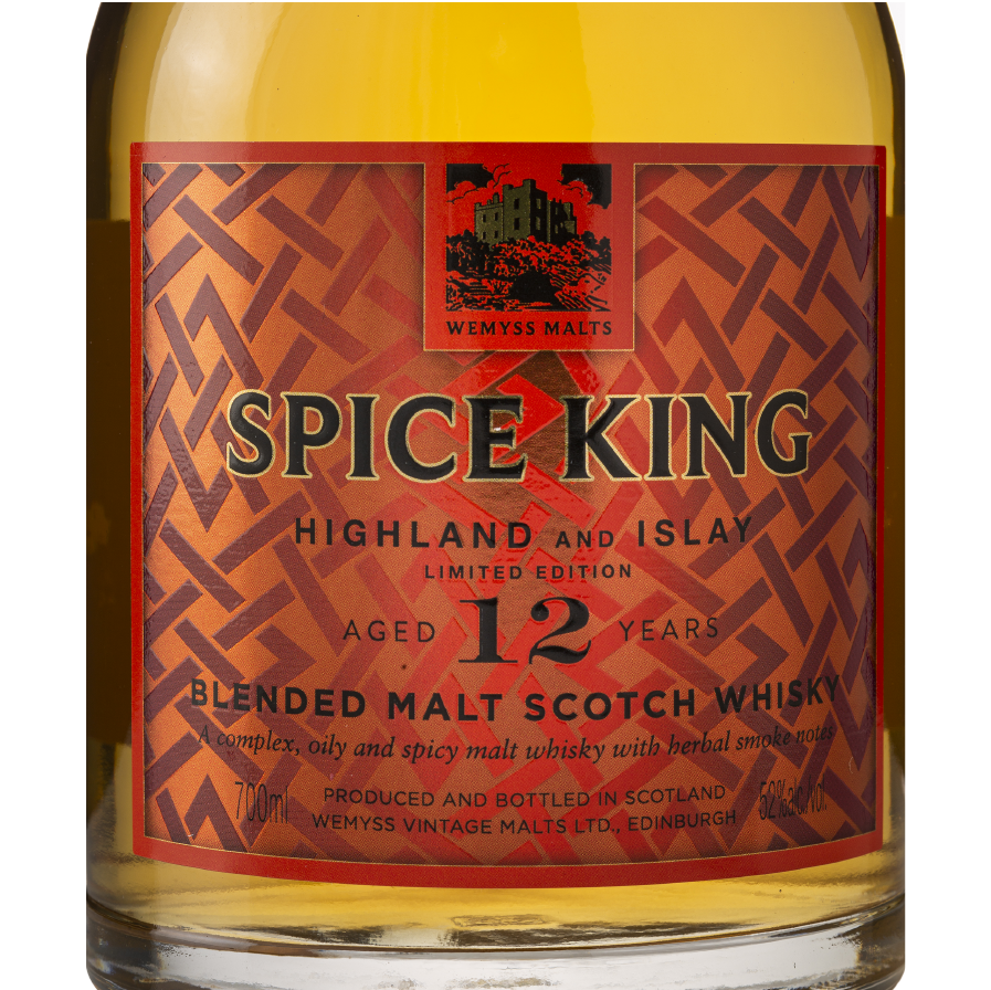 Spice King HIghland and Islay label close up